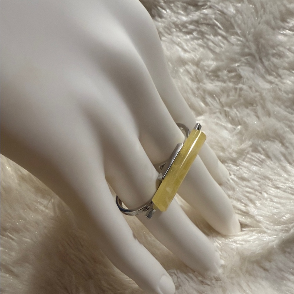 French Connection Yellow and Silver Women's Ring